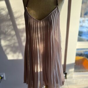 BCBG Chic Pleated Mini Dress Leather Straps